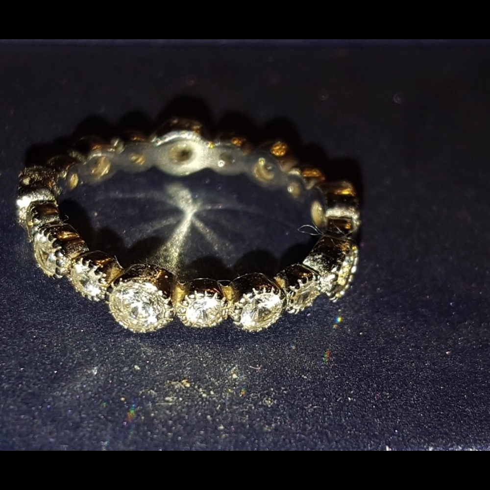 Sterling silver and crystal stackable band
